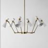 SAFAVIEH Lighting Collection Shiraz Brass/White 6-Light Hanging Adjustable Chandelier Light Fixture (LED Bulbs Included)