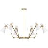 SAFAVIEH Lighting Collection Shiraz Brass/White 6-Light Hanging Adjustable Chandelier Light Fixture (LED Bulbs Included)