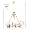 SAFAVIEH Lighting Collection Sveda Mid-Century Modern Brass 8-Light Wagon Wheel Chandelier Round Light Fixture, Ideal for Dining Room, Kitchen Island, Foyer, Entryway (LED Bulb Included)