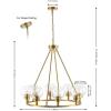 SAFAVIEH Lighting Collection Sveda Mid-Century Modern Brass 8-Light Wagon Wheel Chandelier Round Light Fixture, Ideal for Dining Room, Kitchen Island, Foyer, Entryway (LED Bulb Included)