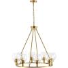 SAFAVIEH Lighting Collection Sveda Mid-Century Modern Brass 8-Light Wagon Wheel Chandelier Round Light Fixture, Ideal for Dining Room, Kitchen Island, Foyer, Entryway (LED Bulb Included)