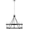 SAFAVIEH Lighting Collection Trenton Modern Farmhouse Black/Chrome 5-Light Adjustable Pendant Chandelier Wagon Wheel, Ideal for Dining Room, Kitchen Island, Foyer, Entryway (LED Bulbs Included)