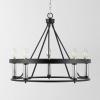 SAFAVIEH Lighting Collection Trenton Modern Farmhouse Black/Chrome 5-Light Adjustable Pendant Chandelier Wagon Wheel, Ideal for Dining Room, Kitchen Island, Foyer, Entryway (LED Bulbs Included)