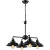 SAFAVIEH Lighting Collection Westlyn Industrial Bronze/Black 4-Light Hanging Adjustable Chandelier Light Fixture (LED Bulbs Included)