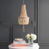SAFAVIEH PND4082A Wynne Bohemian Adjustable Brown Beaded Tassel 2-Light (LED Bulbs Included) Pendant