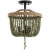 Safavieh Lighting Davin Green and Black Beaded 3-Light Flush Mount (LED Bulbs Included)