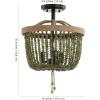 Safavieh Lighting Davin Green and Black Beaded 3-Light Flush Mount (LED Bulbs Included)
