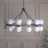 SAFAVIEH Couture Lighting Collection Traycee Mid-Century White/Black Metal 24-Light Round Hanging Adjustable Chandelier Light Fixture (LED Bulbs Included)