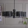 SAFAVIEH Couture Lighting Collection Zachaeus Industrial Gold Metal Mesh 6-Light Hanging Adjustable Chandelier Light Fixture (LED Bulbs Included)(Black)