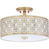 SAFAVIEH FLU4001C Collection Vera Chain-Link 3 15.5″ Chrome Mount Flush Light, 0(Gold)