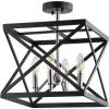 SAFAVIEH FLU4029A Matias Black and Nickel 4-Light (LED Bulbs Included) Flush Mount