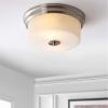 SAFAVIEH FLU4041A Dalen Brush Nickel and White 2-Light (LED Bulbs Included) Flush Mount
