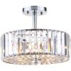 SAFAVIEH Lighting Collection Ariel Art Deco Modern Farmhouse Shabby Chic Chrome 14-inch Flush Mount Ceiling Light Fixture (LED Bulb Included)