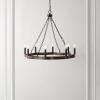 SAFAVIEH Lighting Collection Brookville Black/Brown 8-Light Round Wagon Wheel Hanging Adjustable Chandelier Light Fixture (LED Bulbs Included)