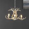 SAFAVIEH Lighting Collection Cenwyn Rustic Farmhouse Antique White Antler Chandelier