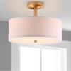 SAFAVIEH Lighting Collection Clara Gold 16-inch Diameter Semi Flush Mount Ceiling Light Fixture (LED Bulbs Included)(Gold)
