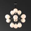 SAFAVIEH Lighting Collection Cullen Black/White Glass 31-inch Diameter Adjustable Hanging Chandelier Light Fixture (LED Bulbs Included)