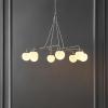 SAFAVIEH Lighting Collection Denneau Brushed Nickel/White 8-Light Hanging Adjustable Chandelier Light Fixture (LED Bulbs Included)