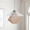 SAFAVIEH Lighting Collection Gaia Brown/White Raffia Adjustable Pendant Hanging Light Fixture, Ideal for Dining Room, Kitchen Island, Entryway (LED Bulb Included)
