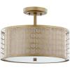 SAFAVIEH Lighting Collection Giotta Farmhouse Antique Gold 16-inch Diameter Semi Flush Mount Ceiling Light Fixture (LED Bulbs Included)(Antique Gold)