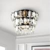 SAFAVIEH Lighting Collection Gorson Black Metal/Crystal 3-Light Kitchen Bathroom Dining Bedroom Foyer Hallway Flush Mount (LED Bulbs Included)