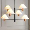 SAFAVIEH Lighting Collection Jonnah 6-Light Walnut/Black Mango Wood Hanging Pendant Chandelier Light Fixture (LED Bulbs Included)