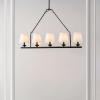 SAFAVIEH Lighting Collection Josphete Black/White Shade 5-Light Linear Adjustable Hanging Adjustable Chandelier Light Fixture