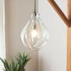 SAFAVIEH Lighting Collection Kinney Clear/Nickel Adjustable Pendant Hanging Light Fixture, Ideal for Dining Room, Kitchen Island, Entryway (LED Bulb Included)