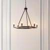SAFAVIEH Lighting Collection Nevada Oil Rubbed Bronze 6-Light Round Wagon Wheel Hanging Adjustable Chandelier Light Fixture (LED Bulbs Included)