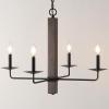 SAFAVIEH Lighting Collection Oakly Farmhouse Black/Walnut 4-Light Adjustable Chandelier Light Fixture, Ideal for Dining Room, Kitchen Island, Foyer, Entryway (LED Bulbs Included)