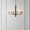 SAFAVIEH Lighting Collection Penbrook Black/Walnut 6-Light Candelabra Hanging Adjustable Chandelier Light Fixture (LED Bulbs Included)