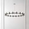 SAFAVIEH Lighting Collection Poitier Modern Farmhouse Black/Brass 18-Light Wagon Wheel Chandelier Round Light Fixture, Ideal for Dining Room, Kitchen Island, Foyer, Entryway (LED Bulbs Included)