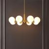 SAFAVIEH Lighting Collection Prosie Gold/White 8-Light Hanging Adjustable Chandelier Light Fixture (LED Bulbs Included)