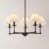 SAFAVIEH Lighting Collection Rowley Modern Farmhouse 5-Light Adjustable Chandelier Light Fixture with Fabric Shades, Ideal for Dining Room, Kitchen Island, Foyer, Entryway (LED Bulbs Included)