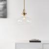 SAFAVIEH Lighting Collection Salud Brass Gold/Clear Adjustable Pendant Hanging Light Fixture, Ideal for Dining Room, Kitchen Island, Entryway (LED Bulb Included)