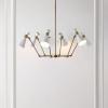 SAFAVIEH Lighting Collection Shiraz Brass/White 6-Light Hanging Adjustable Chandelier Light Fixture (LED Bulbs Included)