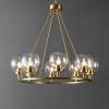 SAFAVIEH Lighting Collection Sveda Mid-Century Modern Brass 8-Light Wagon Wheel Chandelier Round Light Fixture, Ideal for Dining Room, Kitchen Island, Foyer, Entryway (LED Bulb Included)