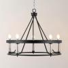 SAFAVIEH Lighting Collection Trenton Modern Farmhouse Black/Chrome 5-Light Adjustable Pendant Chandelier Wagon Wheel, Ideal for Dining Room, Kitchen Island, Foyer, Entryway (LED Bulbs Included)