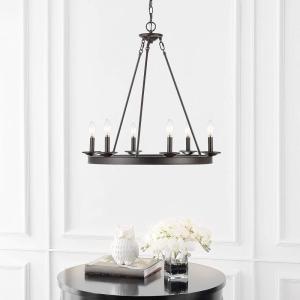 SAFAVIEH CHA4015B Joris Gold 6-Light Candle (LED Bulbs Included) Chandelier, 0(Oil Rub Bronze)