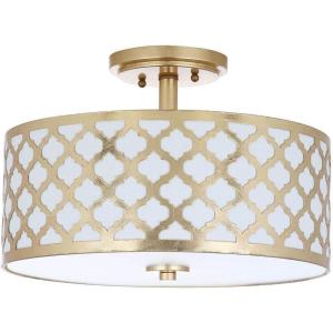 SAFAVIEH Collection Kora Quatrefoil 3 15″ Flush Mount Light(Gold)