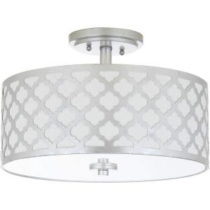 SAFAVIEH Collection Kora Quatrefoil 3 15″ Flush Mount Light(Silver)