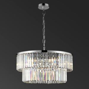 SAFAVIEH Couture Lighting Collection Karissa Art Deco Glam Chrome 2-Tier Crystal Chandelier