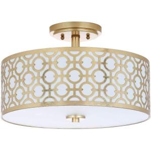 SAFAVIEH FLU4001C Collection Vera Chain-Link 3 15.5″ Chrome Mount Flush Light, 0(Gold)