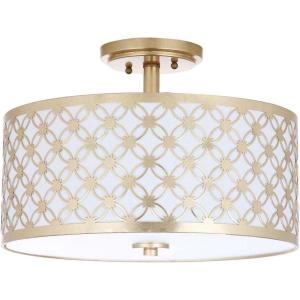 SAFAVIEH FLU4002C Collection Hutch 3 16″ Chrome Mount Flush Light, 0(Gold)