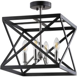 SAFAVIEH FLU4029A Matias Black and Nickel 4-Light (LED Bulbs Included) Flush Mount