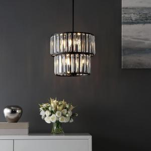SAFAVIEH Lighting Collection – Crissa Art Deco Black & Clear Crystal Chandelier, 6-Light Tiered Design, Adjustable Height, LED Bulbs Included (CHA4025A)