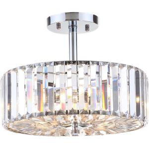 SAFAVIEH Lighting Collection Ariel Art Deco Modern Farmhouse Shabby Chic Chrome 14-inch Flush Mount Ceiling Light Fixture (LED Bulb Included)