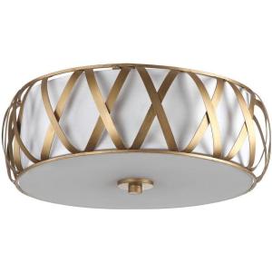 SAFAVIEH Lighting Collection Charing Modern Farmhouse Antique Gold 15-inch Diameter Flush Mount Ceiling Light Fixture (LED Bulbs Included)(Gold)
