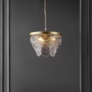 SAFAVIEH Lighting Collection Chrys Glass/Gold 3-Light Adjustable Hanging Adjustable Chandelier Light Fixture (LED Bulbs Included)