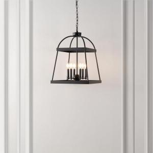 SAFAVIEH Lighting Collection Gracyn Black 6-Light Hanging Adjustable Chandelier Light Fixture (LED Bulbs Included)